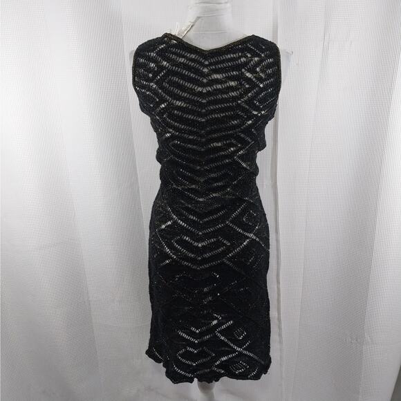 NWT@$225! RODIER! WOOL+! BLACK & GOLD METALLIC KNIT, SHEET SWEATER DRESS! SZ 8 - Picture 5 of 13